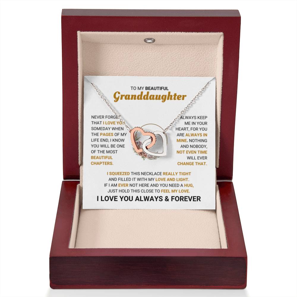 To My Granddaughter Necklace – Jewelry Gift for Granddaughter on Graduation & Birthday – Interlocking Hearts Necklace - Personalize Memories