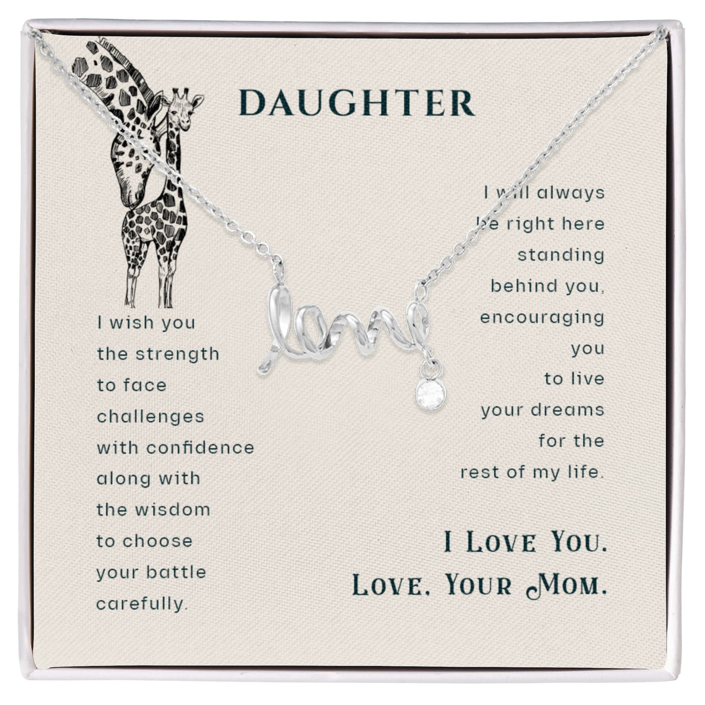 To My Daughter Necklace – Birthday, Graduation Keepsake for Daughter from Mom – Scripted Love Necklace - Personalize Memories