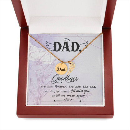 Dad Remembrance Necklace - Angel Wing Father Necklace