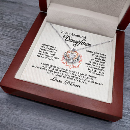 To My Daughter Necklace – Mom’s Choice for Daughter Birthday Graduation – Crown Pendant Necklace - Personalize Memories