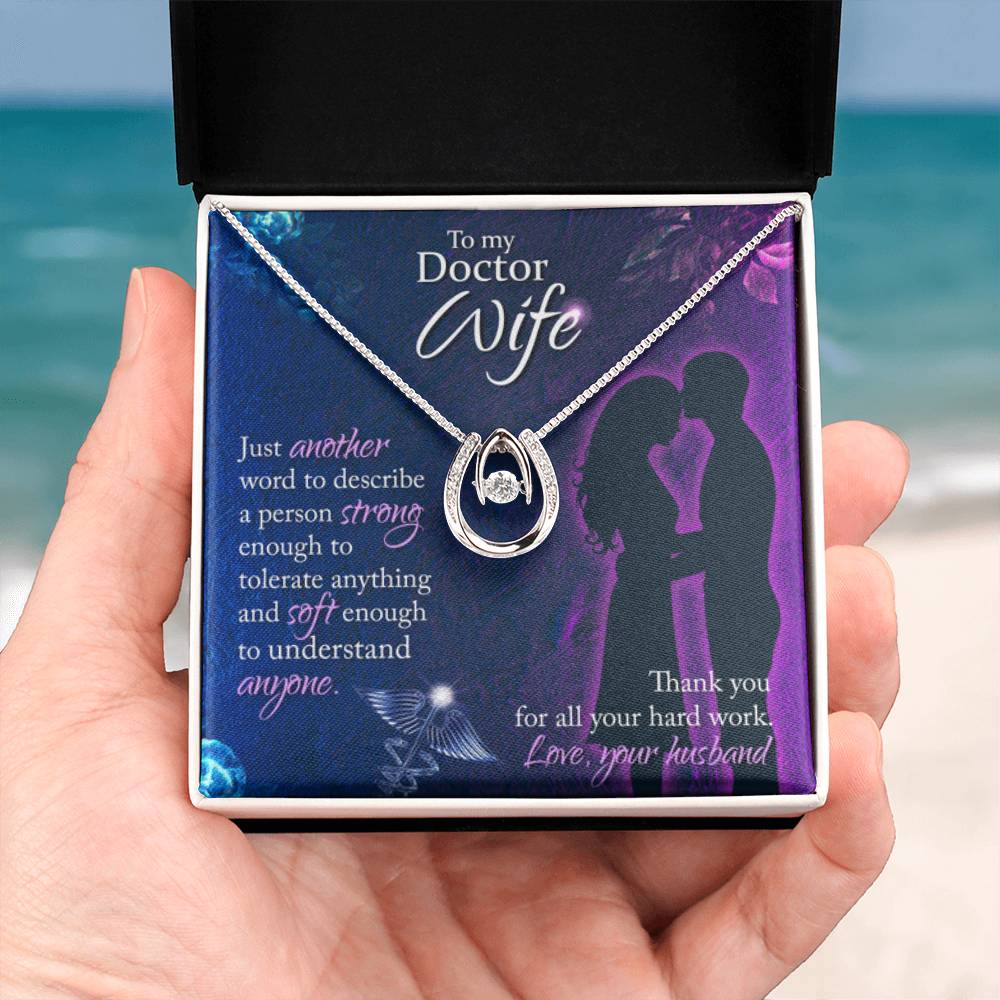 To My Doctor Wife Necklace - Sweet Emotional Gift for Wife from Husband on Birthday, Anniversary & Valentine’s Day - Lucky In Love Necklace - Personalize Memories