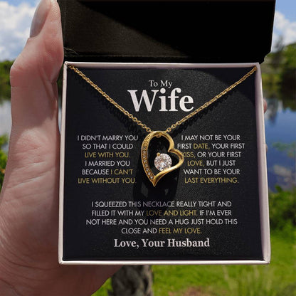 To My Wife - I Can't Live Without You - Forever Love Necklace Gift from Husband - Personalize Memories