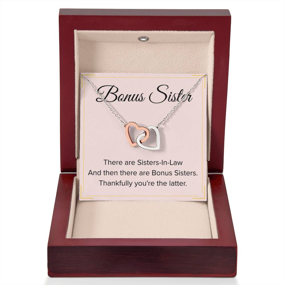 Bonus Sister Necklace Gift - Interlocking Hearts Necklace - Personalize Memories