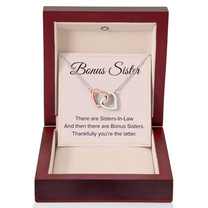 Bonus Sister Necklace Gift - Interlocking Hearts Necklace - Personalize Memories