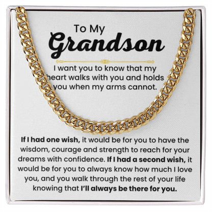 Grandson Necklace Gift for Birthday, Graduation, and Christmas - Cuban Link Chain - Personalize Memories