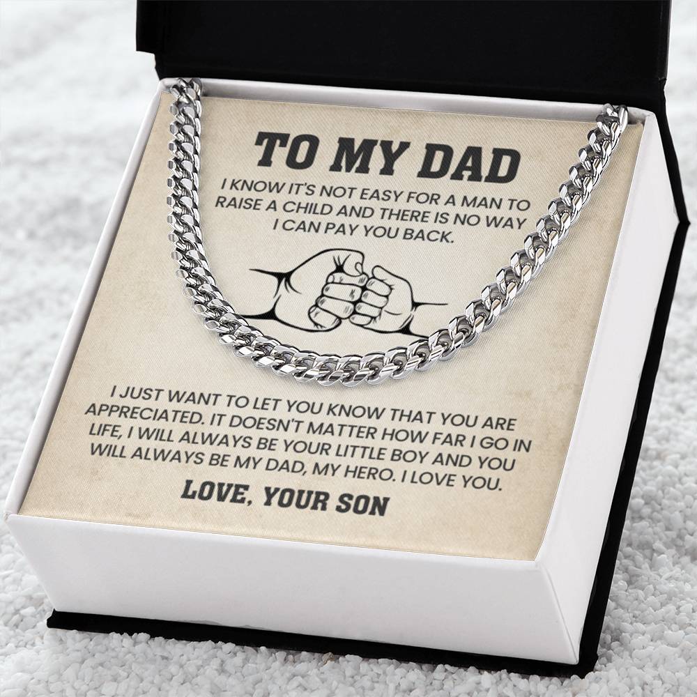 Gift for Dad from Son - Cuban Link Chain - Personalize Memories