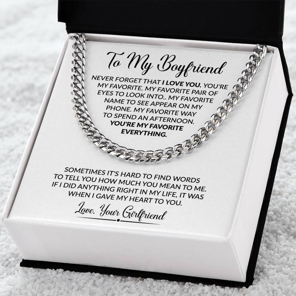 Gift for Boyfriend from Girlfriend - Sometimes It's Hard To Find Words To Tell You - Cuban Link Chain - Personalize Memories
