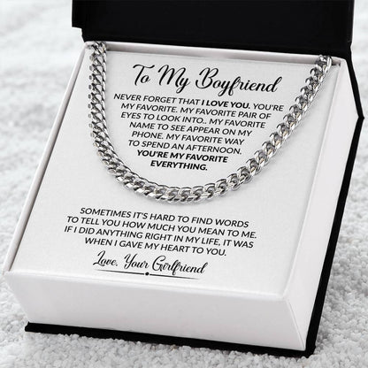 Gift for Boyfriend from Girlfriend - Sometimes It's Hard To Find Words To Tell You - Cuban Link Chain - Personalize Memories
