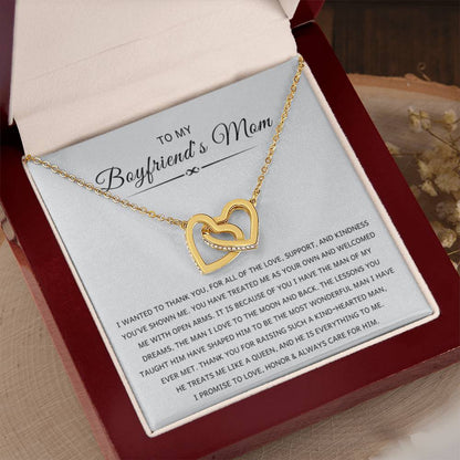 To My Boyfriend's Mom - I wanted to thank you - Interlocking Hearts Necklace - Best Gift for Boyfriend's Mom - Personalize Memories