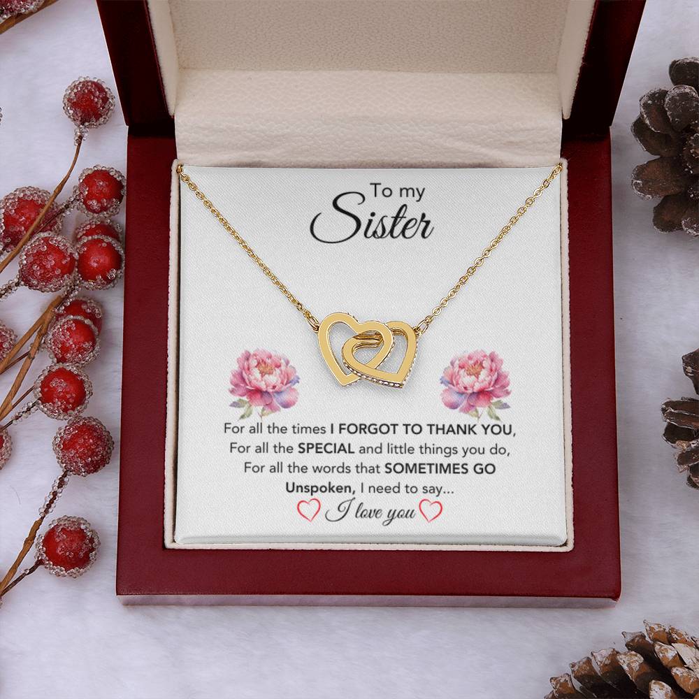To My Sister Necklace - Thank You Gift for Sister - Interlocking Hearts Necklace - Personalize Memories
