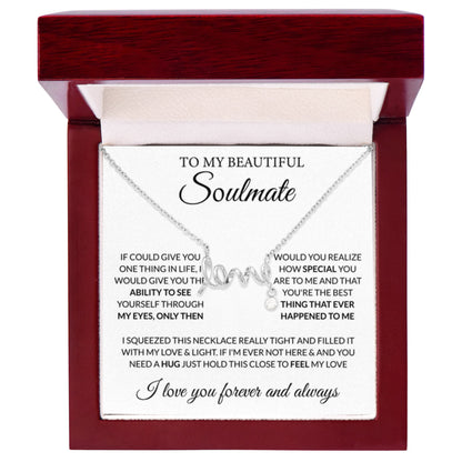 To My Beautiful Soulmate Necklace - Romantic Gift for Her for Christmas & Love Celebrations - Scripted Love Necklace - Personalize Memories