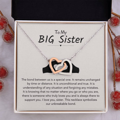 Big Sister Gift - Interlocking Hearts Necklace - Personalize Memories