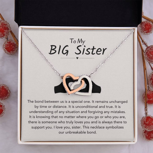 Big Sister Gift - Interlocking Hearts Necklace - Personalize Memories