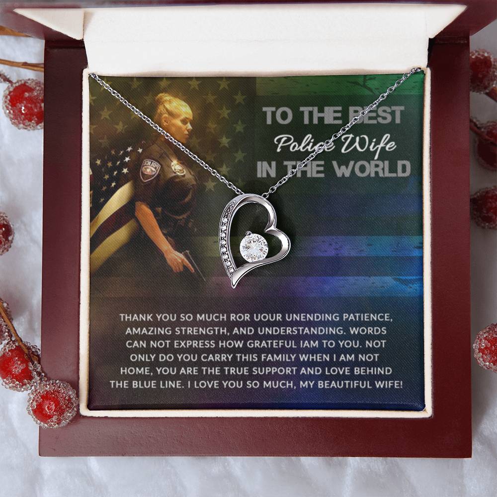 To The Best Police Wife In The World - Forever Love Necklace Gift from Husband - Personalize Memories