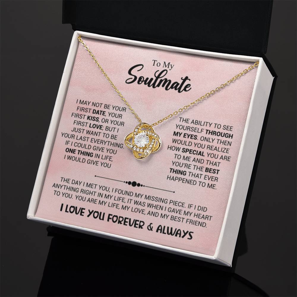 To My Soulmate Necklace - Long Distance Relationship Soulmate Gift for Romantic Occasions - Love Knot Necklace - Personalize Memories
