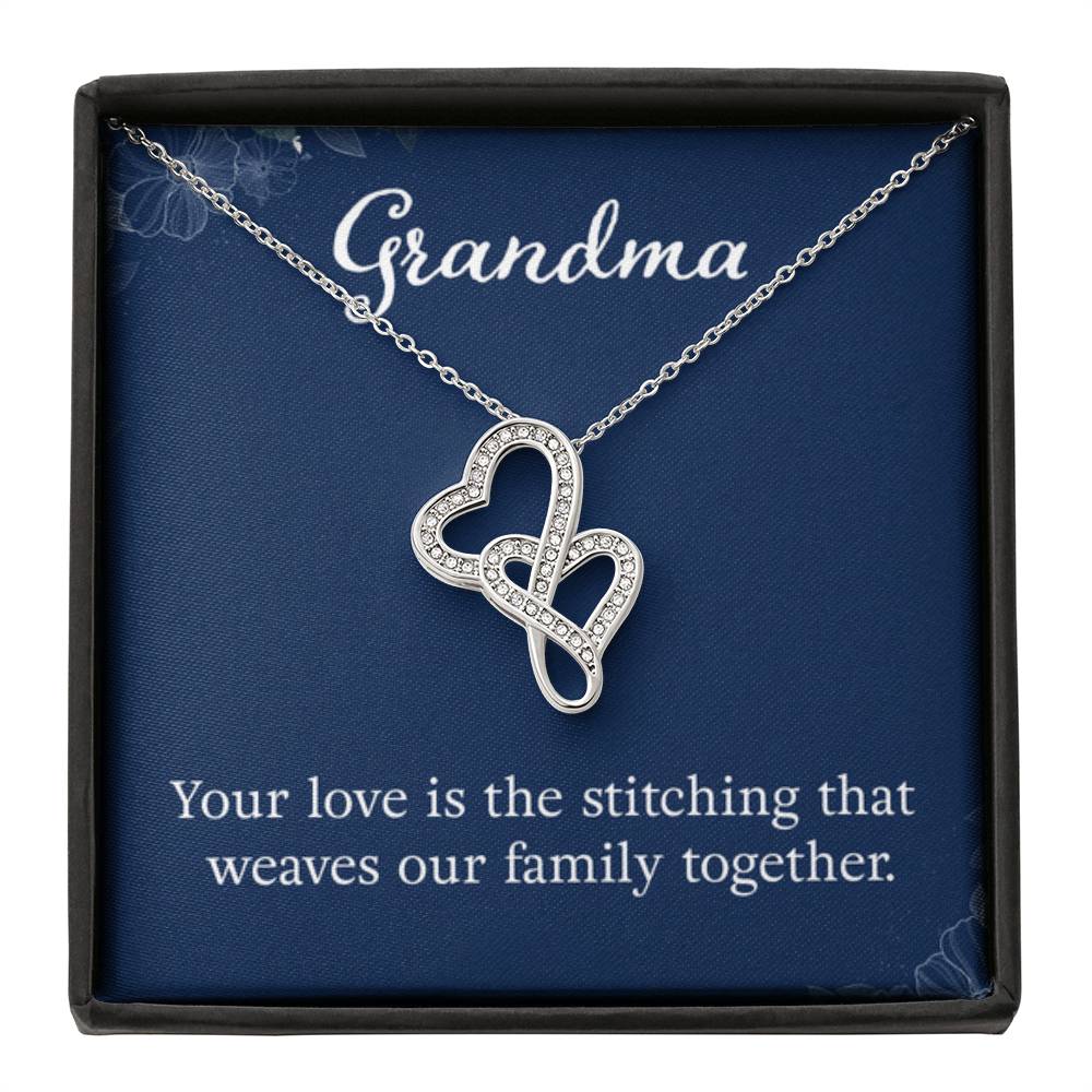 Grandma - Your love is the stitching - Gift for Grandmother Grandma - Heart-to-heart Pendant Necklace - Personalize Memories