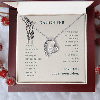 To My Daughter Necklace - Sentimental Jewelry Gift from Mom for Graduation & Life Achievements - Forever Love Necklace - Personalize Memories
