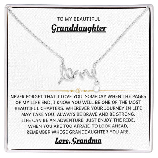 To My Granddaughter Necklace – Holiday Birthday Jewelry Gift from Grandma – Scripted Love Necklace - Personalize Memories