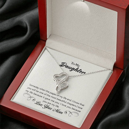 To My Daughter Necklace - Sentimental Jewelry Gift from Mom for Graduation & Life Achievements - Heart-to-heart Necklace - Personalize Memories