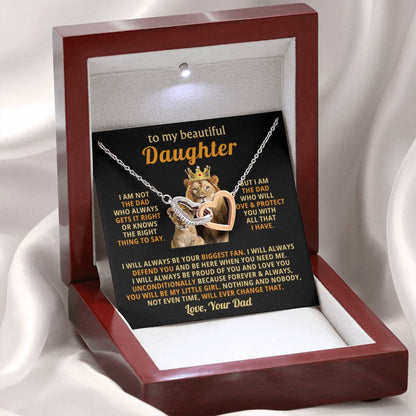 To My Daughter Necklace - Emotional Father to Daughter Jewelry for Birthday, Christmas & Life Happiness - Interlocking Hearts Necklace - Personalize Memories