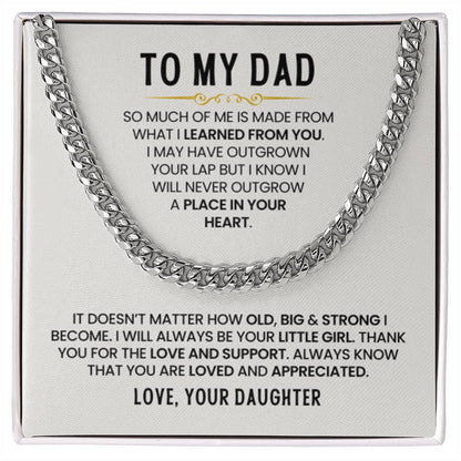 Gift for Dad from Daughter - I Will Always Be Your Little Girl - Cuban Link Chain - Personalize Memories