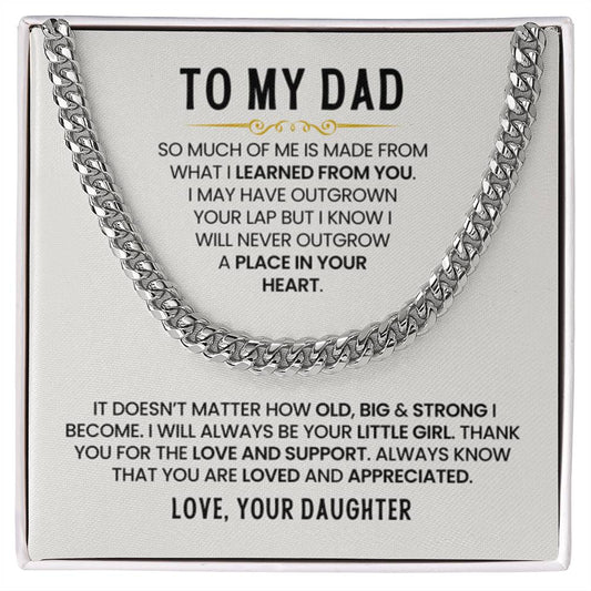 Gift for Dad from Daughter - I Will Always Be Your Little Girl - Cuban Link Chain