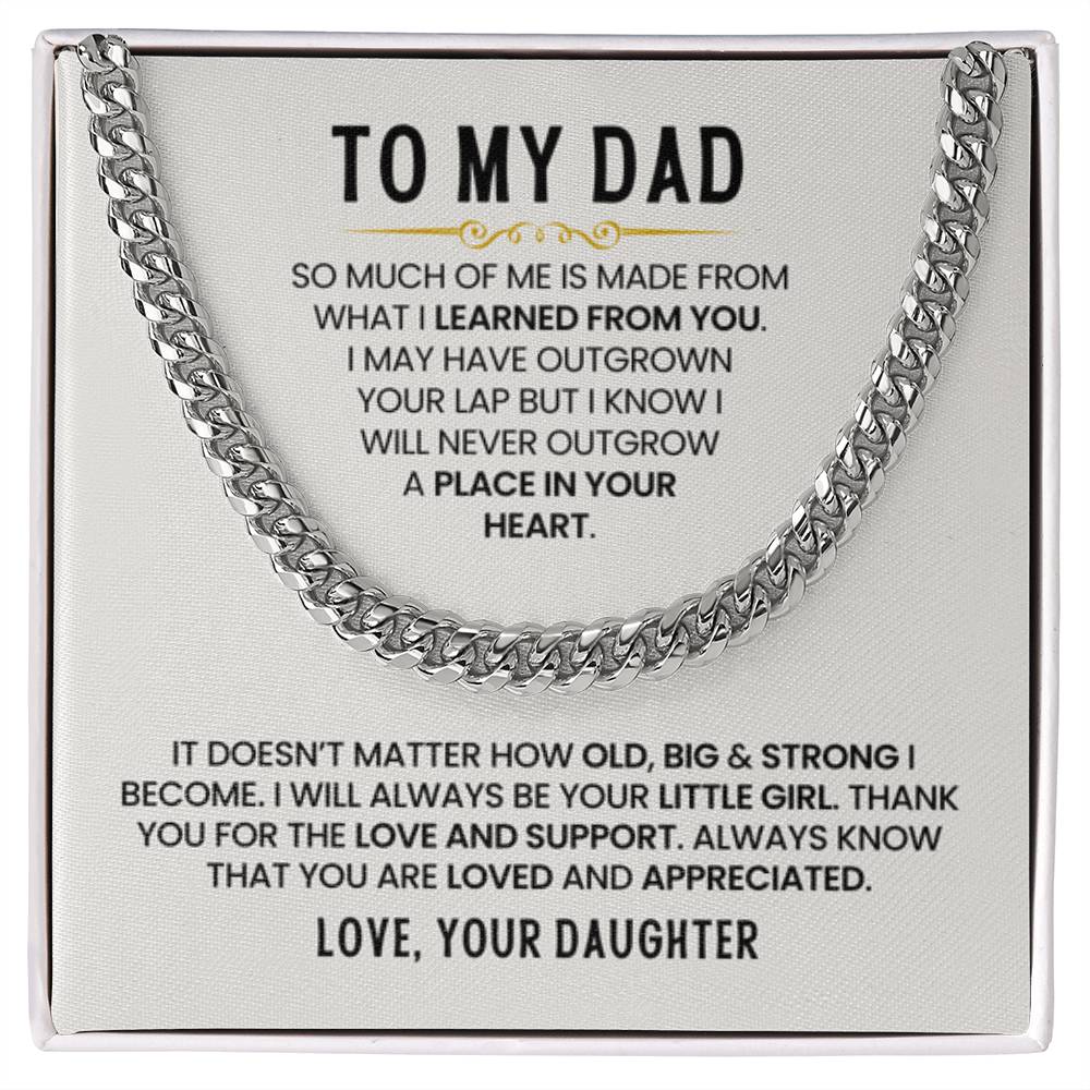 Gift for Dad from Daughter - I Will Always Be Your Little Girl - Cuban Link Chain - Personalize Memories