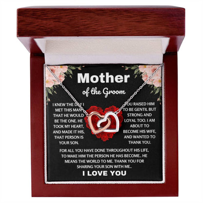 Mother of the Groom Gift - Thank you for sharing your son with me - Interlocking Hearts Necklace - Personalize Memories