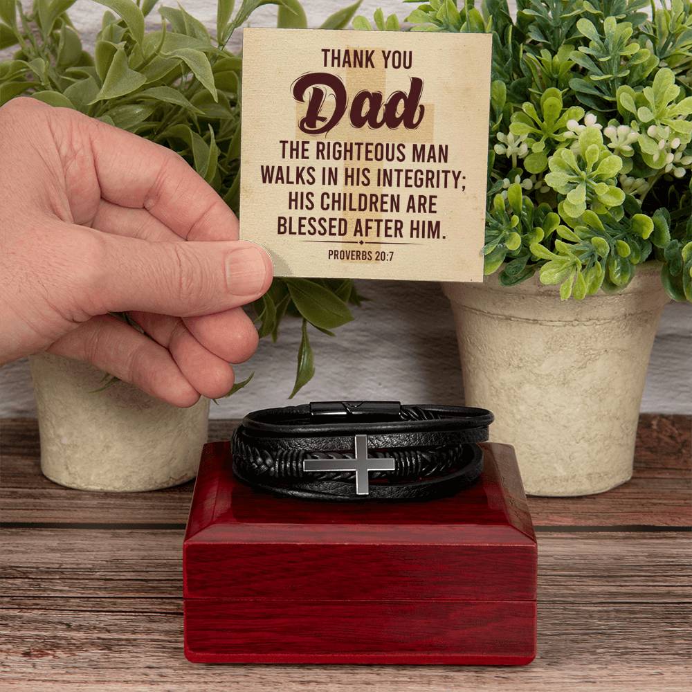 Thank You Gift for Dad - Men's Cross Bracelet - Personalize Memories