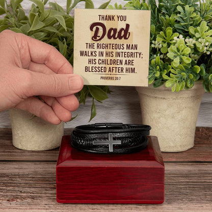 Thank You Gift for Dad - Men's Cross Bracelet - Personalize Memories