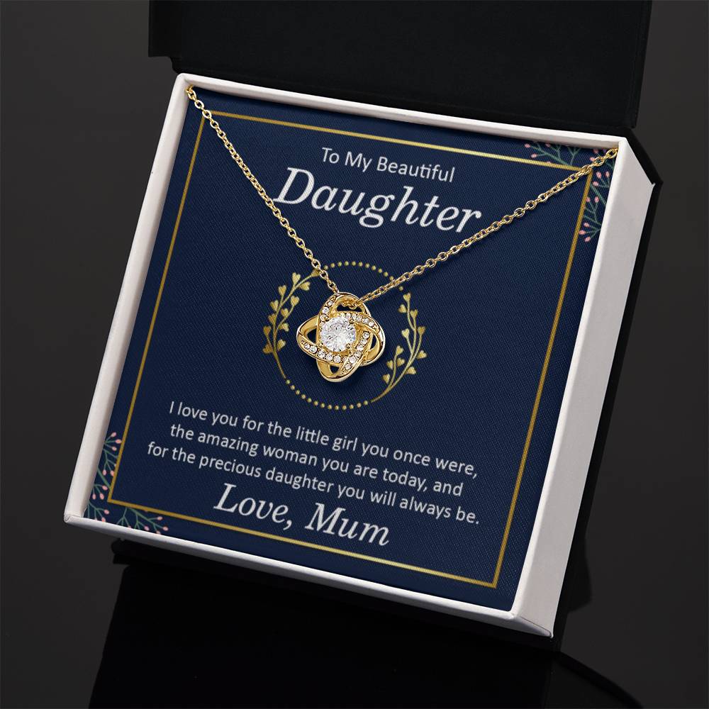 To My Daughter Necklace – Mum to Daughter Present for Graduation – Love Knot Necklace - Personalize Memories