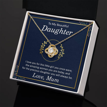 To My Daughter Necklace – Mum to Daughter Present for Graduation – Love Knot Necklace - Personalize Memories