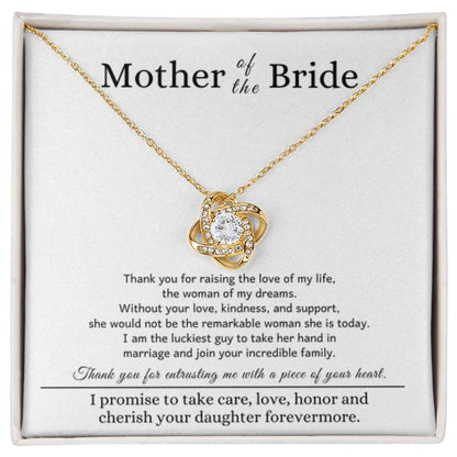 Mother of the Bride Gift from Son In Law - Thank you for raising the love of my life - Love Knot Necklace - Personalize Memories