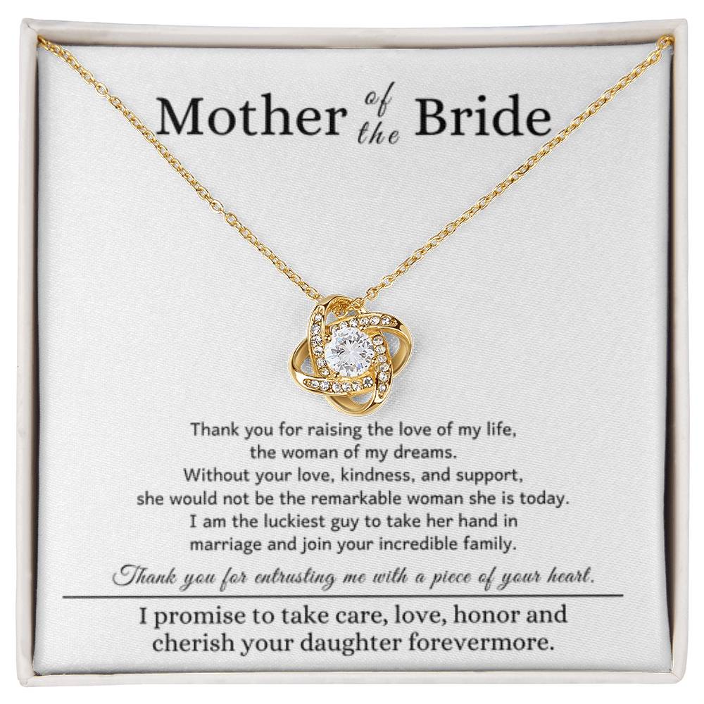 Mother of the Bride Gift from Son In Law - Thank you for raising the love of my life - Love Knot Necklace - Personalize Memories