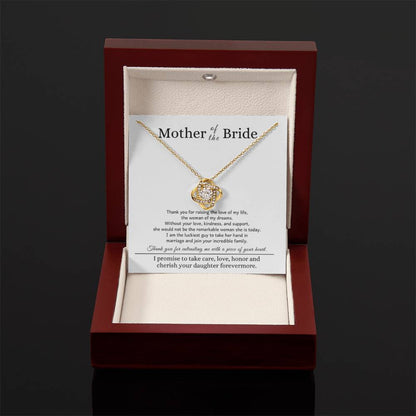 Mother of the Bride Gift from Son In Law - Thank you for raising the love of my life - Love Knot Necklace - Personalize Memories