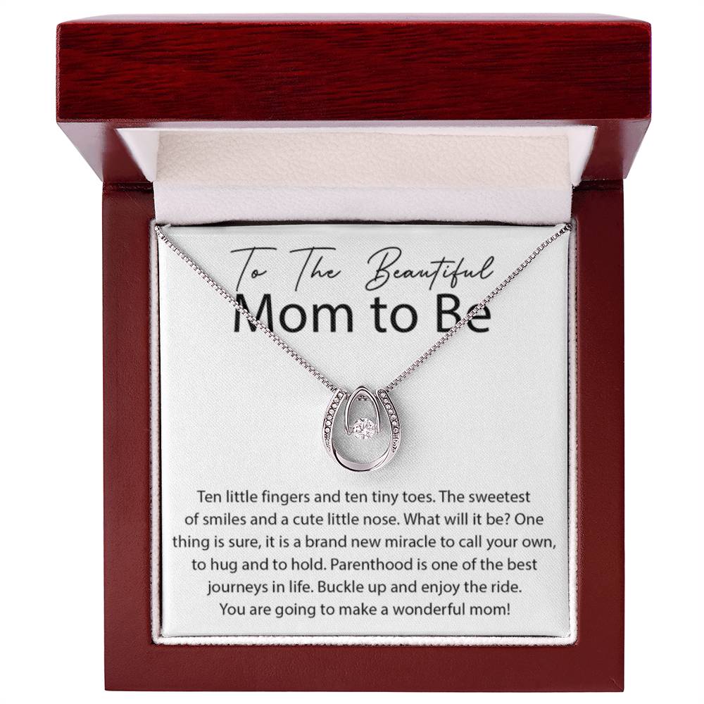 To The Beautiful Mom To Be - Lucky In Love Necklace - Personalize Memories