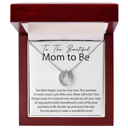 To The Beautiful Mom To Be - Lucky In Love Necklace - Personalize Memories