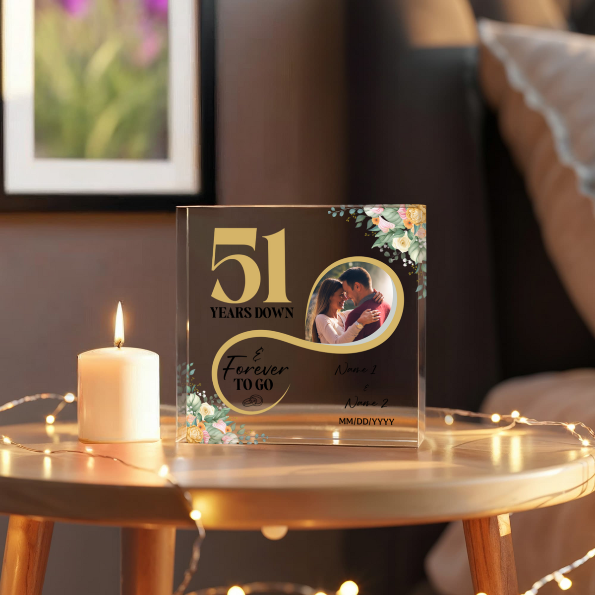 Personalized Acrylic Block, Custom Photo, Happy 51st Wedding Anniversary Gifts, Marriage Gifts, 51 Year Married Gift Wife Husband Present