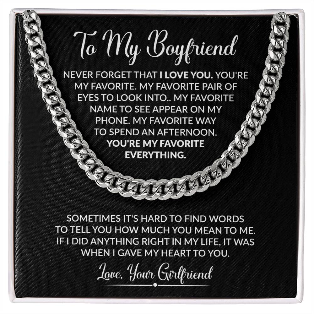 To My Boyfriend - Sometimes It's Hard To Find Words To Tell You - Cuban Link Chain - Personalize Memories