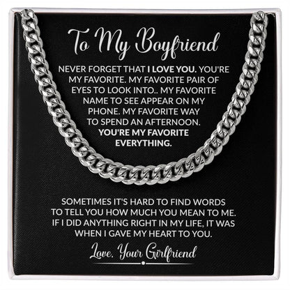 To My Boyfriend - Sometimes It's Hard To Find Words To Tell You - Cuban Link Chain - Personalize Memories