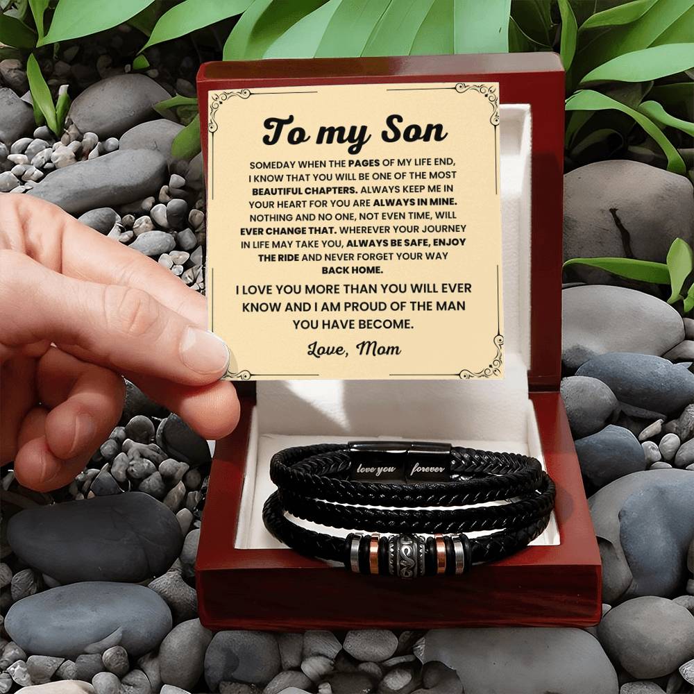To My Son – Birthday, Christmas Jewelry from Mom – Love You Forever Bracelet - Personalize Memories