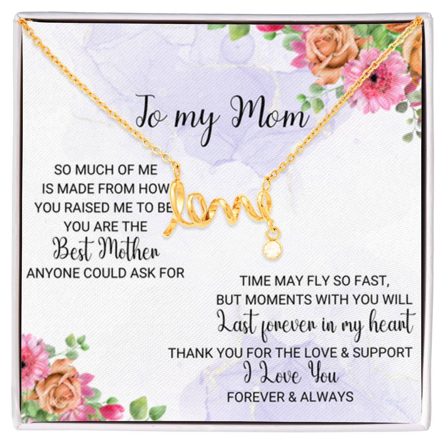 To My Mom - You're the Best Mother - Scripted Love Necklace - Personalize Memories