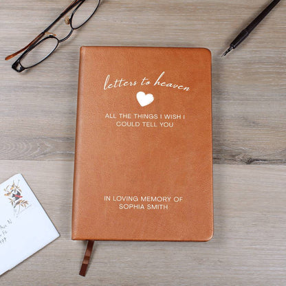 Personalized Grief Journal - Sympathy Gift For Loss of Mother & Father - Letters To Heaven In Loving Memory Gift