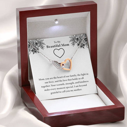 To My Beautiful Mom - You Are The Heart Of Our Family - Interlocking Hearts Necklace - Unique Gift For Mom - Personalize Memories