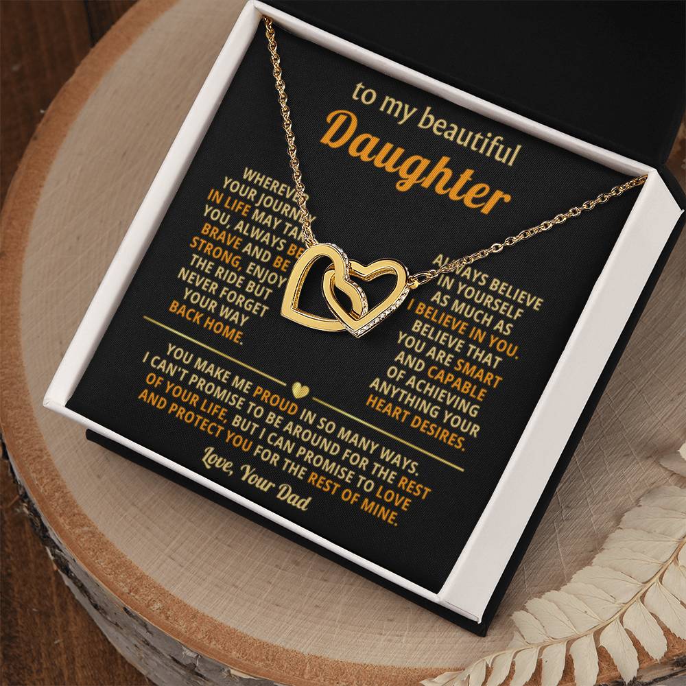 To My Daughter Necklace – Top Gift for Daughter Birthday Graduation – Interlocking Hearts Necklace - Personalize Memories