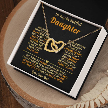 To My Daughter Necklace – Top Gift for Daughter Birthday Graduation – Interlocking Hearts Necklace - Personalize Memories