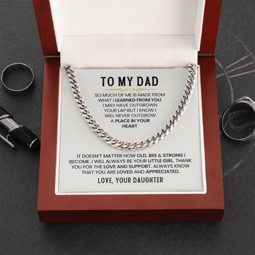 Gift for Dad from Daughter - I Will Always Be Your Little Girl - Cuban Link Chain - Personalize Memories
