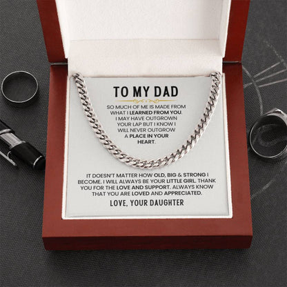 Gift for Dad from Daughter - I Will Always Be Your Little Girl - Cuban Link Chain - Personalize Memories
