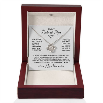 To My Beautiful Mom - I Thank God Every Day for Giving Me You - Love Knot Necklace - Personalize Memories