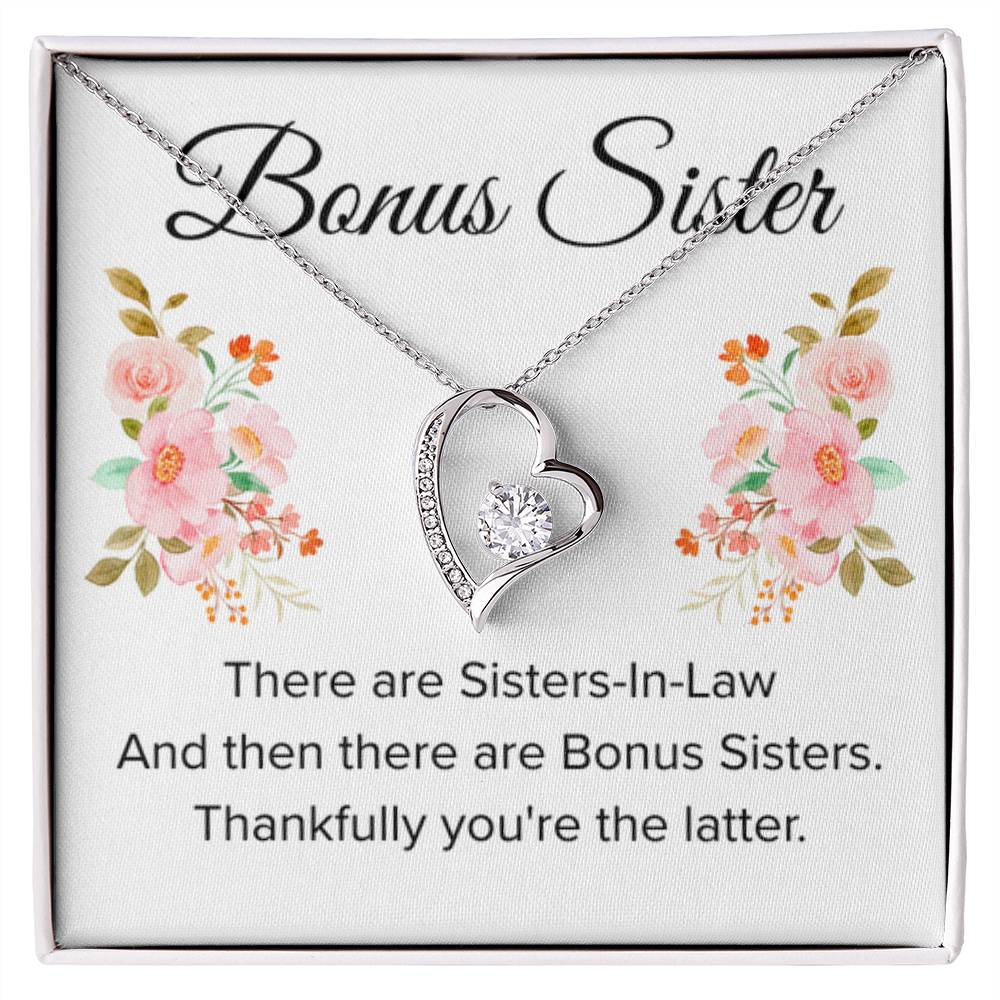 Gift for Bonus Sister - Thankfully You're the Latter - Forever Love Necklace - Personalize Memories
